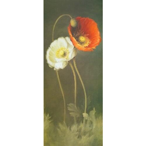 Orange and white Poppies Realistic oil painting painted picture print on canvas for living room wall decor