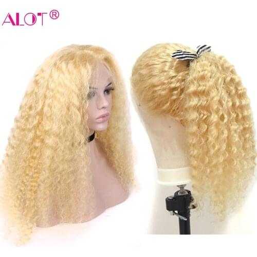 613 Blonde Lace Human Hair Wigs With Transparent Lace Middle Part 150% Pre Plucked Brazilian Deep Wave Remy 13x1 Lace Part Wig