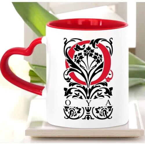 Personalized Letter O Red Heart Mug Cup (Model 2)