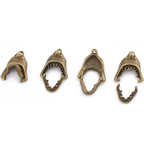 10pcs Antique Bronze Charms Shark Mouth Movable Pendant Diy Bracelet Necklace Jewelry Making Findings