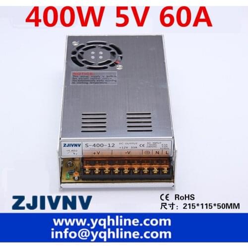Factory outlet 400W SMPS switching power supply 5V 60A single ouput cctv smps led power supply driver Model: S-400-5