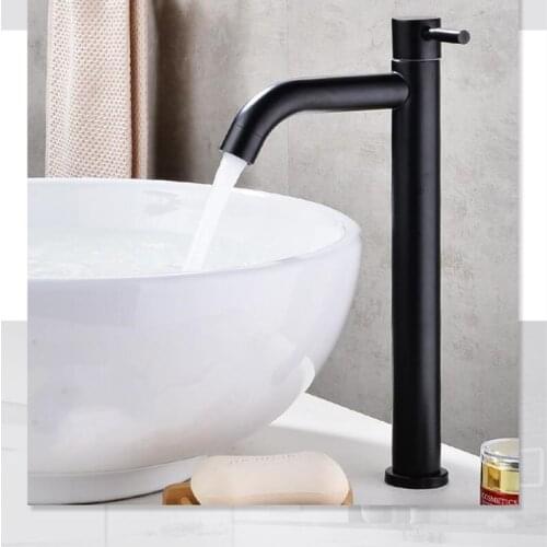 Vidric Black 304 stainless steel material single cold bathroom sink faucet handle basin faucet