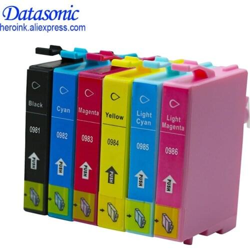 Compatible Ink Cartridge T0981 T0982 T0983 T0984 T0985 T0986 With Auto Reset Chip For Epson Artisan 600 700 710 800 Printer