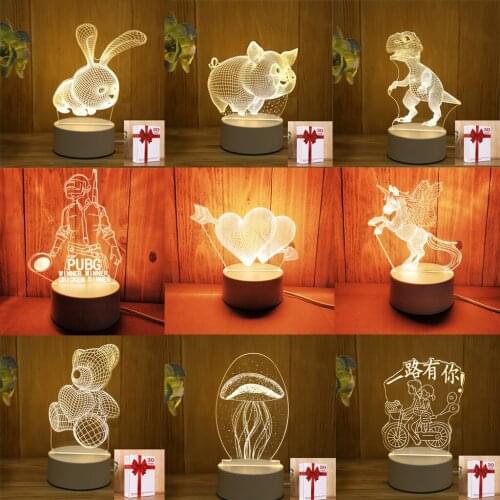 LED Love Heart Bear Night Light Novelty Illusion Table Lamp For Festival Room Children Party Decor Indie Adult Kid Birthday Gift
