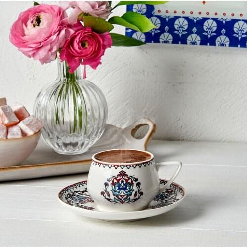 Turkish Coffee 6 Person Coffee Cup Set Porcelain mugs cup royal art painting creative european luxury kitchen decor tea 2021