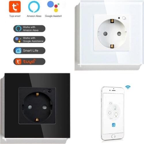 Tuya Wifi Switch Smart Wall Socket EU Electrical Outlet Panel Plug Smart Home Control Works WIith Alexa Google Home Assistant