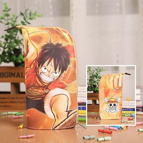 Anime One Piece Luffy Waterproof PU Leather Stationery Pouch/Brush Pot/Pen Holder/Pencil Case Bag/Office School Supplies