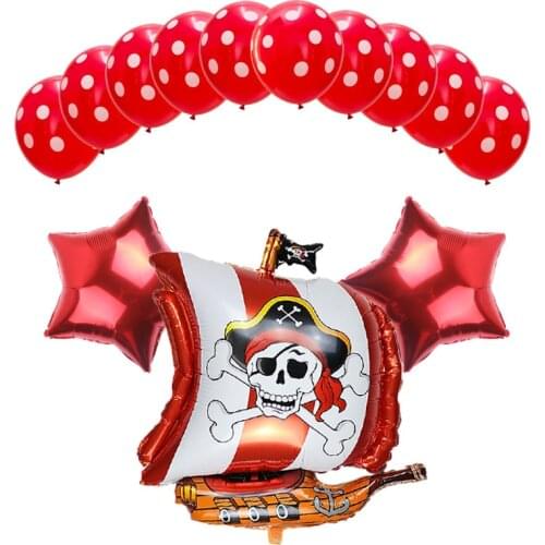 13Pcs/set Pirate Ship Balloons Skull Polka Dot Latex Helium Foil Balloon Birthday Theme Party globos Wedding decor supplies