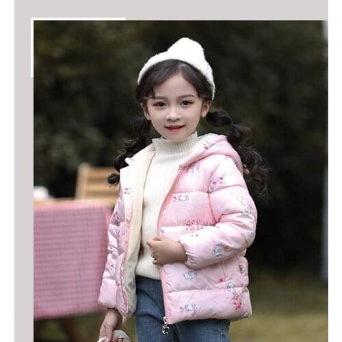 Winter Girls Warm Down Jackets Kids Fashion Printed Thick Outerwear Children Clothing Autumn Girls Cute Jacket Hooded Coats