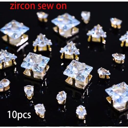 10pcs Zircon flatback Cubic Zirconia shaped Crafts Claws Sewing On crystal stone For shoes wedding dress Accessorie