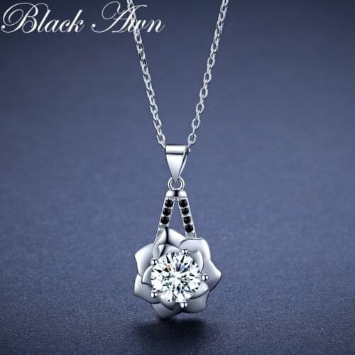 2021 New Flower Silver Necklace Sterling Silver Design Fine Jewelry Trendy Engagement Necklaces for Women Wedding Pendants K056