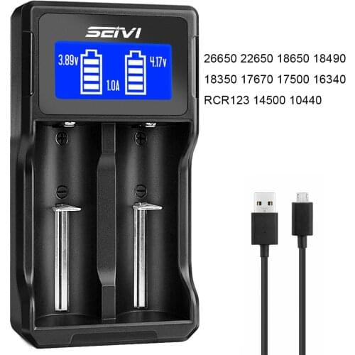 22650 Charger LCD Display Dual USB Intelligent Charger for 26650 22650 18650 18490 18350 17670 17500 16340 RCR123 14500 10440