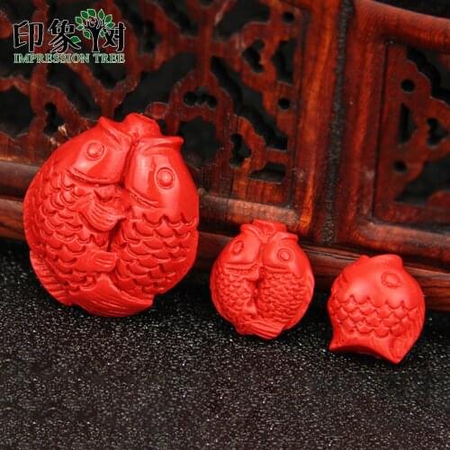 5pcs 22*25/13/12*13mm Cinnabar Hug-Fish Charms Necklace Health Cinnabar Pendant Necklaces For DIY Jewelry Components Makings 631