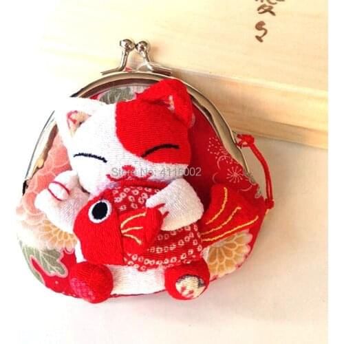 50pcs Cute Lucky Cat A Variety Of Image Zero Wallet Cloth Coin Puses Canvas Bag Women Student Gift Wholesale