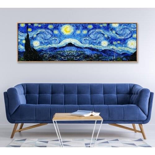 Abstract Famous Van Gogh Starry Night Canvas Oil Painting Wall Art Posters and Prints for Living Room Home Wall Picture Decor