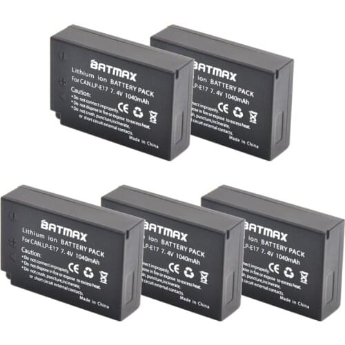 5-Pack LP-E17 LPE17 LP E17 Rechargeable Batteries(1040mAh) for Canon For EOS M3 M5 750D 760D T6i T6s 800D 8000D Kiss X8i