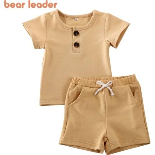 Bear Leader Newborn Baby Clothes Set Summer Casual Kids Solid Color BottonT-shirt+Short Pants 2Pcs Toddler Infant Clothing Set