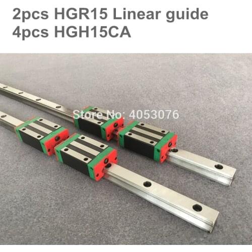 Free Shipping 2pcs Linear Rail HGR15 1200mm 1500mm + 4pcs HGH15CA / HGW15CA Linear Guide Rail Block Cnc Part