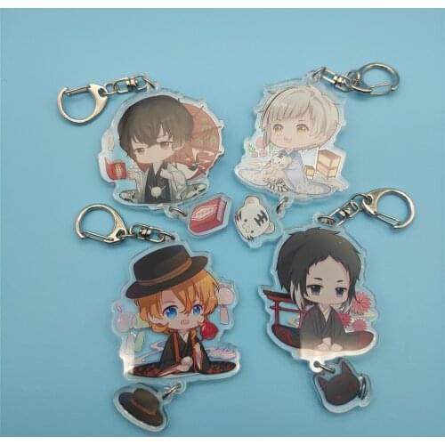 Bungo Stray Dogs Nakajima Atsushi Dazai Osamu Key Chains Two-sided Keychain Cosplay Acrylic Pendant Keyring