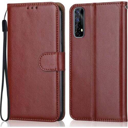 Luxury Leather Case for On Realme 7 (India) Wallet Stand Flip Case Phone Bag with Strap