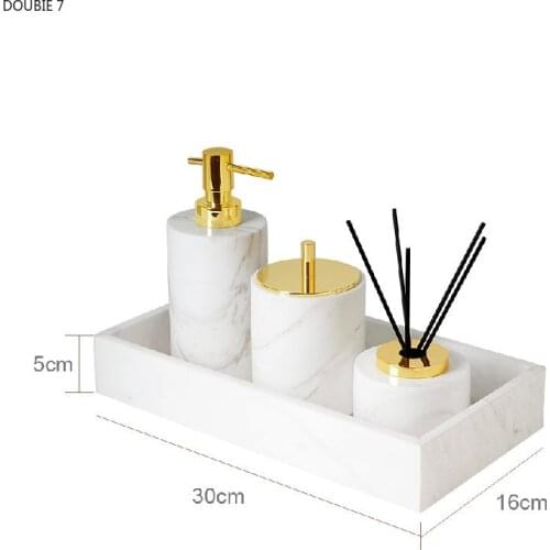 Nordic Style White Marble Soap Dispenser Portable Travel Bathroom Accessories Lotion Essence Gel Bottle Liquid Soap Dispenser