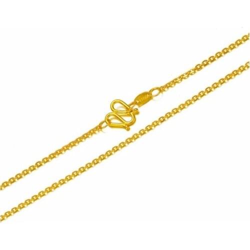 Elegant 24K Yellow Gold Necklace / Carved Womens O Link Chain Necklace/ 2.9g