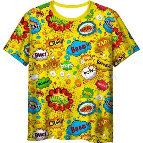 New Fashion Hot Sale 3D Print Wow Pop Art Mens Womens T-shirt Casual Style Design Short Sleeves Summer Handsome Tee