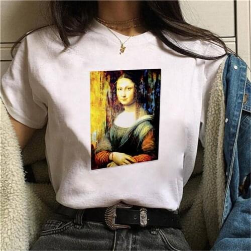 Spoof Mona Lisa T Shirt Women Personality Fashion Tshirt Summer Harajuku Aesthetics Short Sleeve White Tops Female T-shirt
