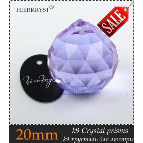 HIERKYST 20mm Purple Crystal Balls Suncatcher Prisms Pendants for Chandeliers Parts Lamp Rainbow Hanging Drops 2 pcs #2048-3B