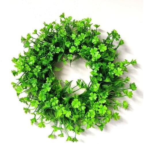 Artificial Wreath Four Leaf Clover Garland Lucky Grass Green Garland For House Door Decor Wall Hanging Wedding Decoration