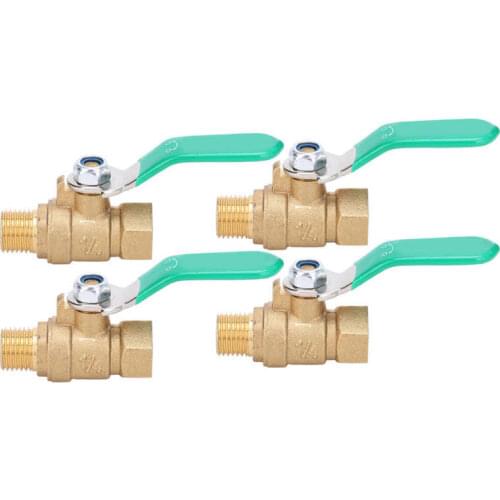 4pcs Brass Ball Valve G1/4in 1 Female 1 Male Thread Drain Shut Off Switch Plumbing Fitting Electric Valve