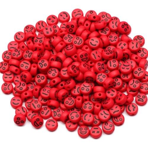 4x7mm Round Loose Red Mood Pattern Acrylic Spacer Beads For Jewelry Making Handmade DIY Charm Clothing Sewing Crafts Accessories