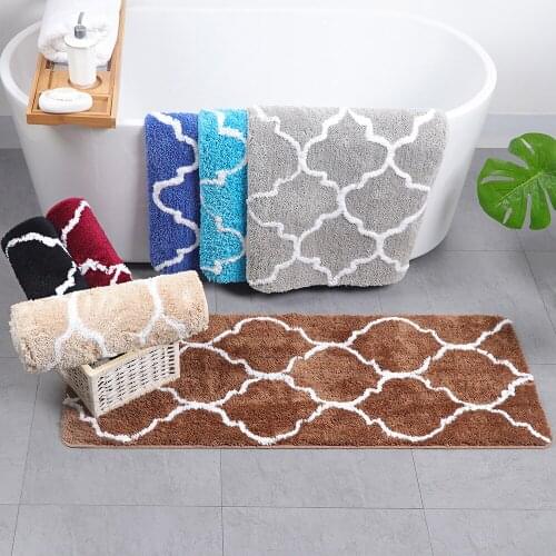 Lineary waves suede fabric anti slip water proof bath mat kitchen mat door mat