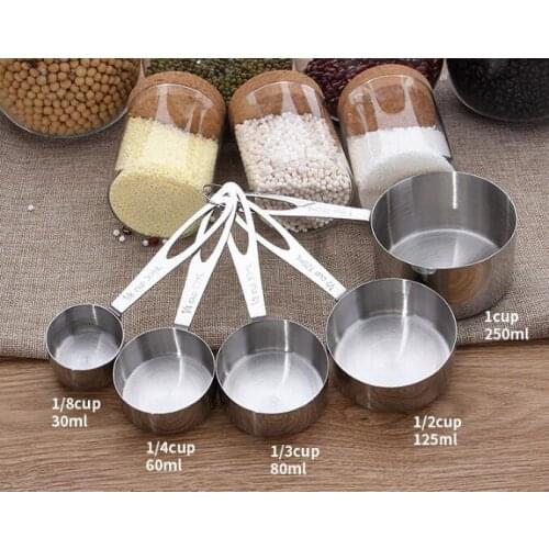 Stainless Steel Measuring Cup Kitchen Measuring Spoon Scoop For Baking Tea Coffee Kichen Accessories Measuring Tool Set KX 277