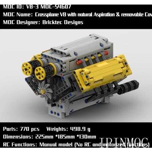 MOC-54607 Crossplane V8 with natural Aspiration & removable Covers by Bricktec Designs