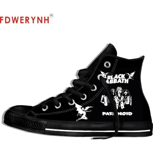 Mens Casual Shoes High Top Canvas Shoes Sabbath Metal Music Rock Band Made Fashion Lightweight Breathable Shoes For Women