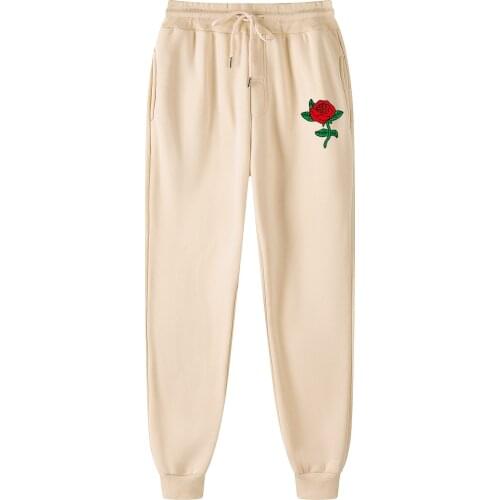 2021 New Men Joggers Brand Male Trousers Casual Pants Rose Print Sweatpants 14 color Casual Running Fitness Workout Sweatpants