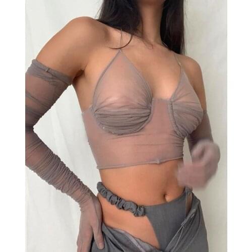 2021 New Arrivals Summer Women Backless Sahes Bow Fashionable Sweet Long Sleeve Halter Top T114296K