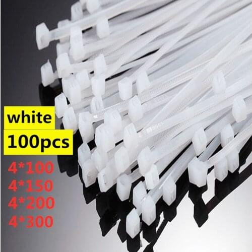 Self-locking plastic nylon cable tie strapping strap 100pcs white cable tie fixing ring cable specifications