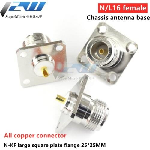 RF radio frequency coaxial connector N-KF N/L16 female head generous square plate flange 25*25 chassis antenna base