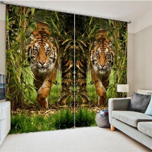 Kids rooms Curtains Luxury Blackout 3D Window Curtain Living Bedroom Customized size Drapes Rideaux Cortina Tiger Cushion cover
