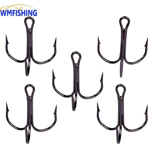Fishing Hook 50pc/Lot 2/4/6/8/10/12/14# High Carbon Steel Treble Hooks Fishing Tackle Black/Brown/White Fish Hook Saltwater