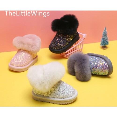 Girls' Snow Boots New Winter 2021 Fashion Childrens Flat Toddler Shoes Rabbits Hair Princess Keep Warm Boots 0-1-6 Years Od