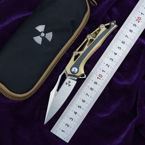 LEMIFSHE JR9393 Flipper M390 steel blade Titanium+CF handle outdoor camping hunting pocket kitchen fruit folding knife EDC tool
