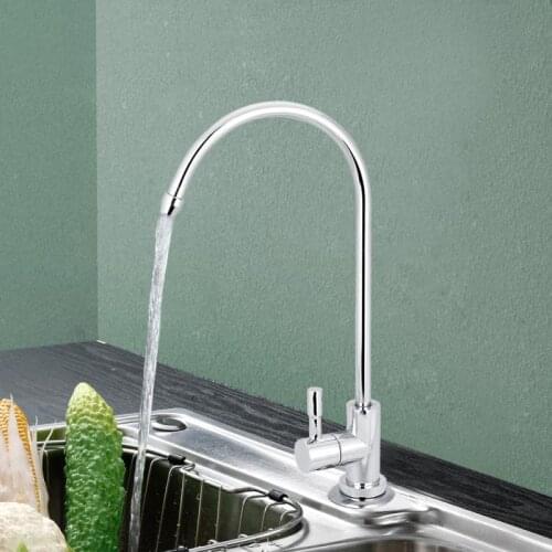 1/4'' Zinc Alloy Bathroom Kitchen Faucet Reverse Osmosis RO Drinking Water Filter 360° Rotation Basin Sink Goose Neck Faucet Tap
