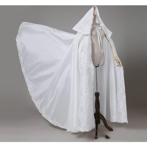 Ivory Lace Wedding Capes Long Bridal Bolero Ivory/Black/Red Elegant Bride Appliques Cloak Custom sizeHooded cloak