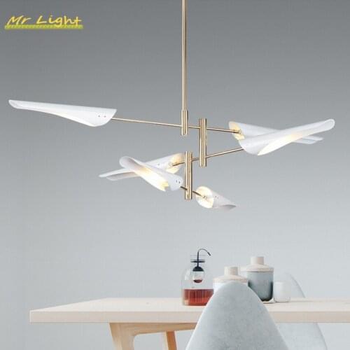 Nordic White Led Iron Chandeliers Lamp Living Room Restaurant Hanging Lamps Modern Chandelier Lighting Home Decor Light Fixtures