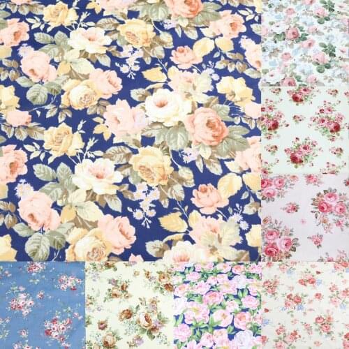 160x50cm Pastoral Style Peony Twill Fabric Printed Cloth Making Quilt Denim Textile Clothing Cotton Cloth