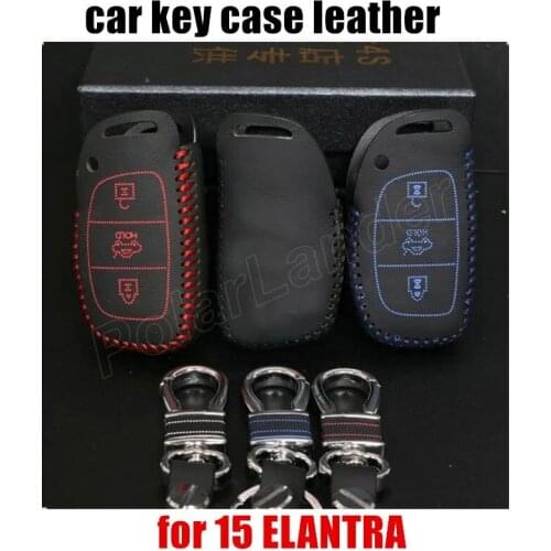Only Red case fit for HYUNDAI 15 ELANTRA Hand sewing car key case car key cover car styling genuine quality leather