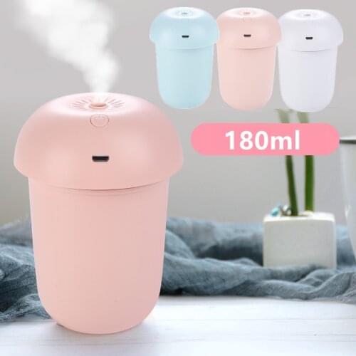 Ultrasonic Mini Air Humidifier 180ML Aroma Essential Oil Diffuser for Home Car USB Fogger Mist Maker with LED Night Lamp